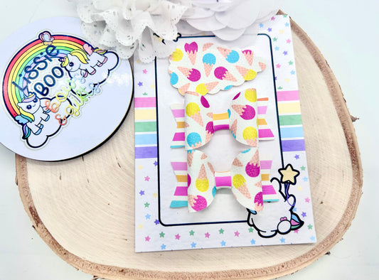2.5” ice cream piggytail & clip set