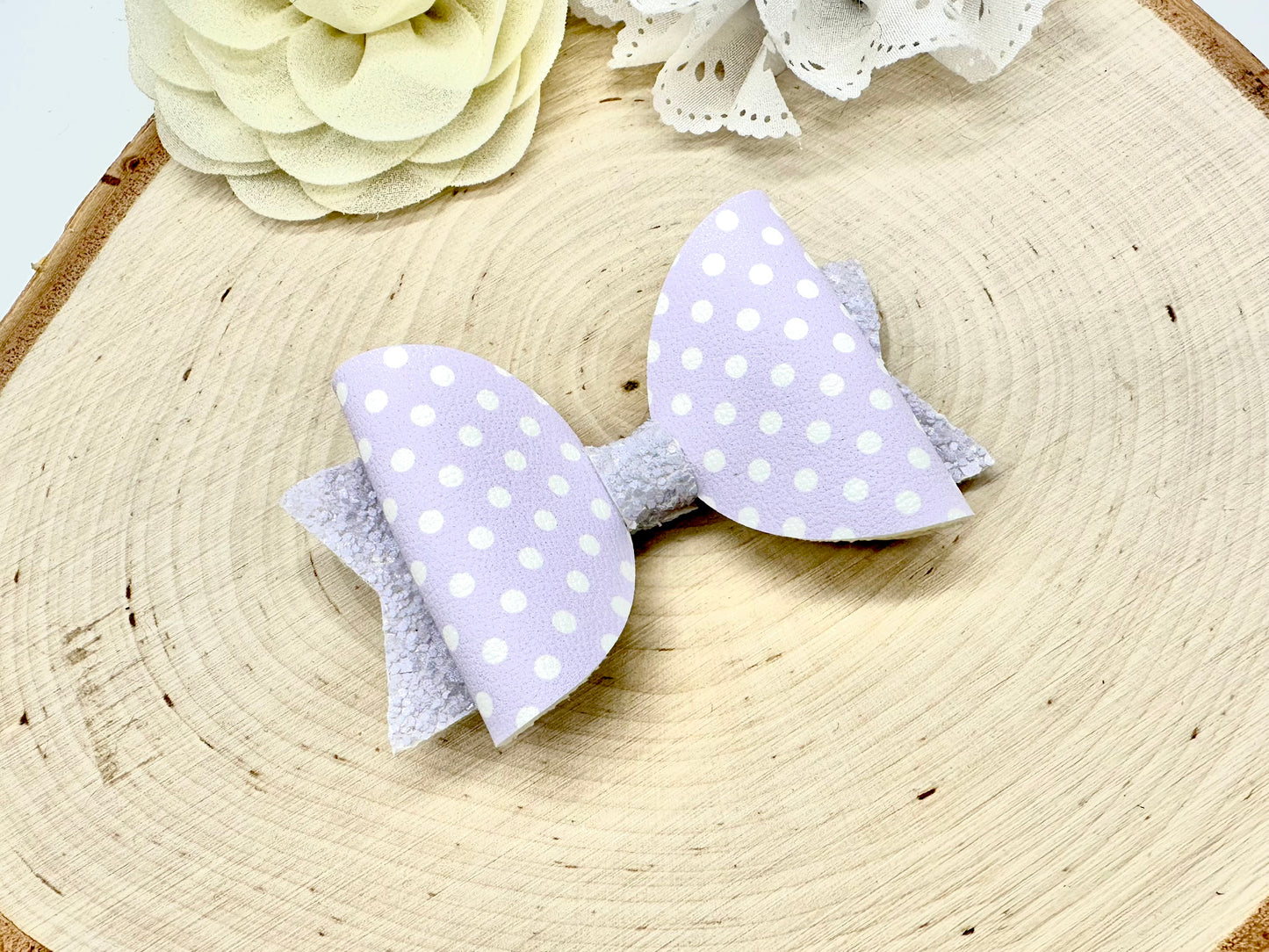 3.5” pastel polka dot dolly hair bow - sold individually