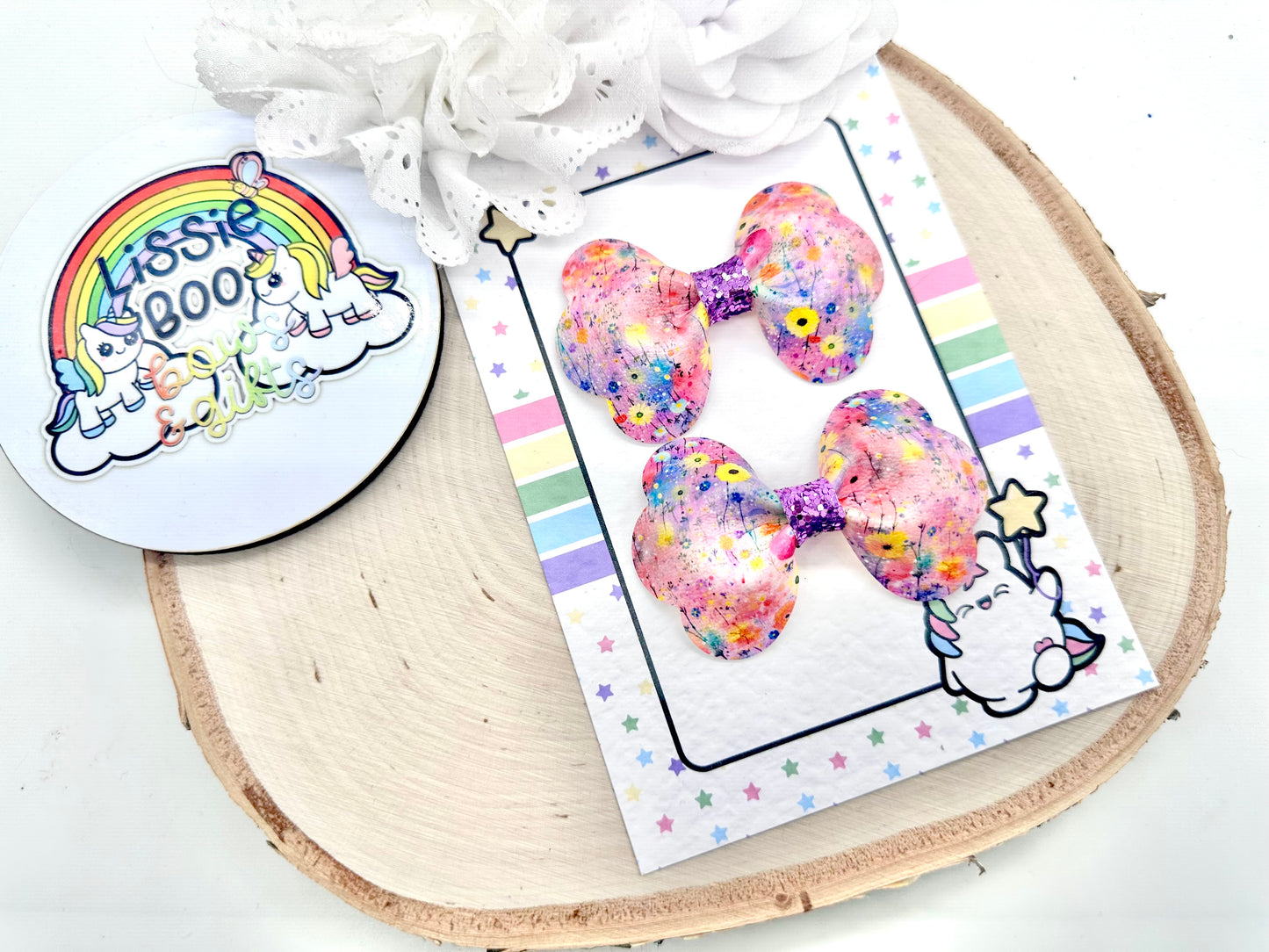 3” floral pinch piggytail set