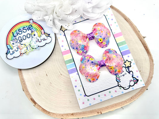 3” floral pinch piggytail set