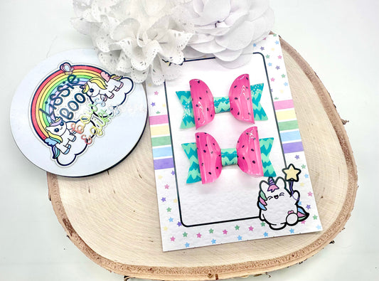 2.5” jelly watermelon piggytail set