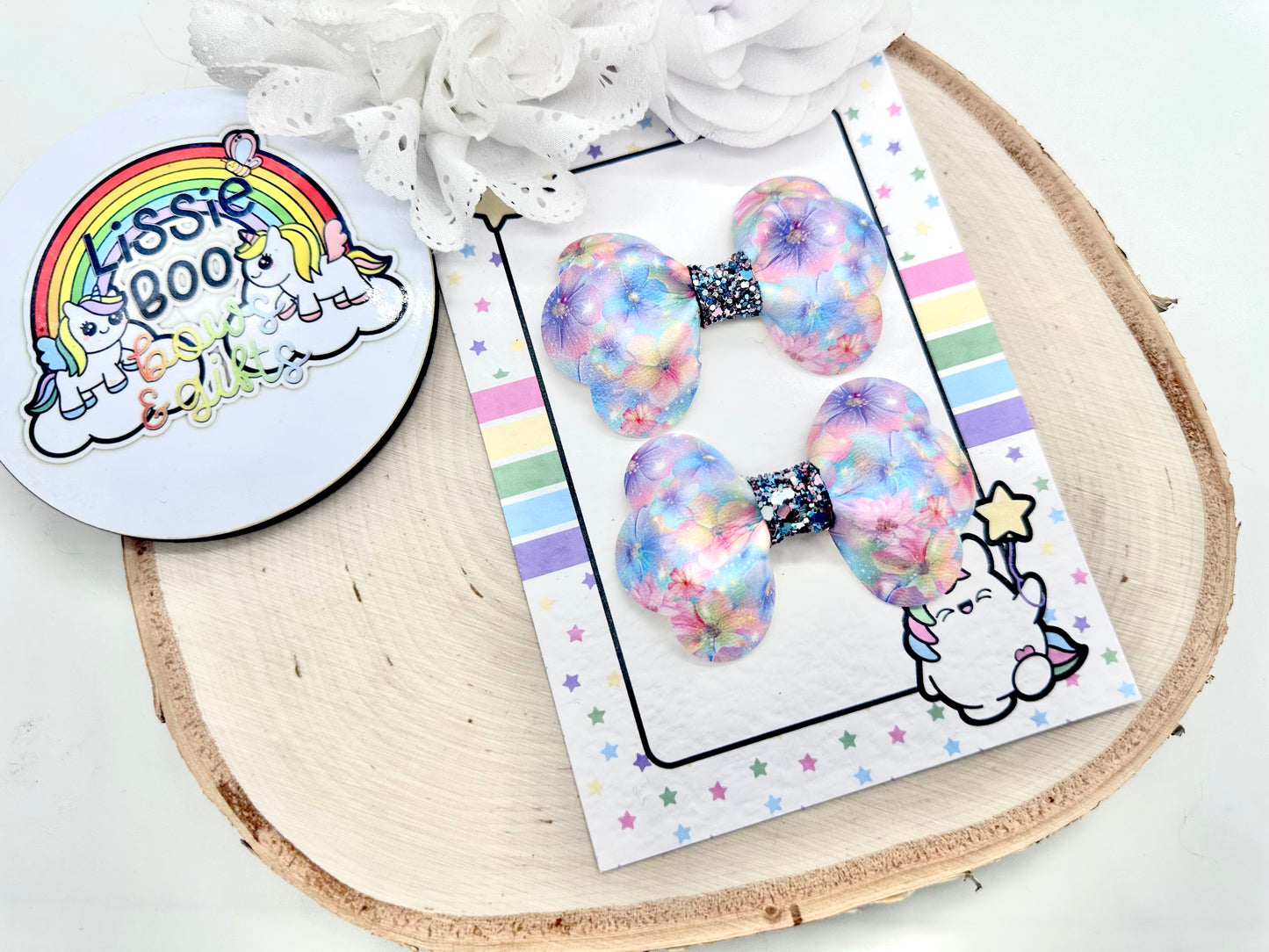 3” galaxy flowers pinch piggytail set
