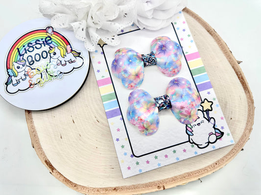 3” galaxy flowers pinch piggytail set