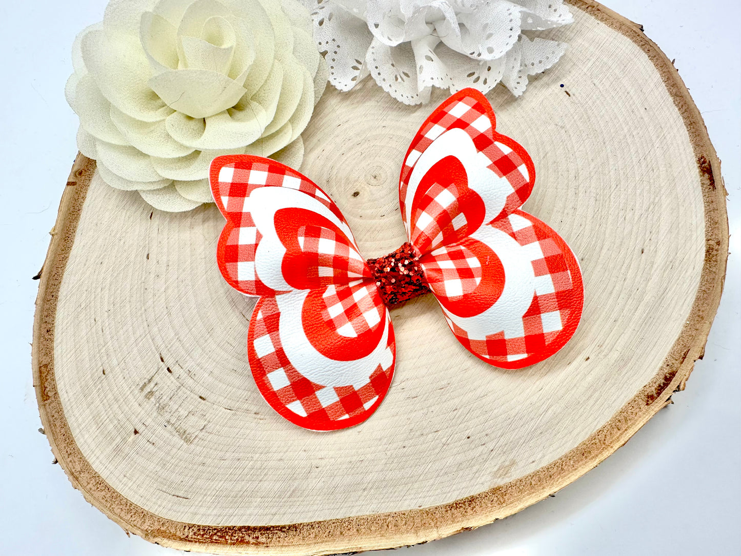 Red Gingham butterfly hair accessories - sold individually