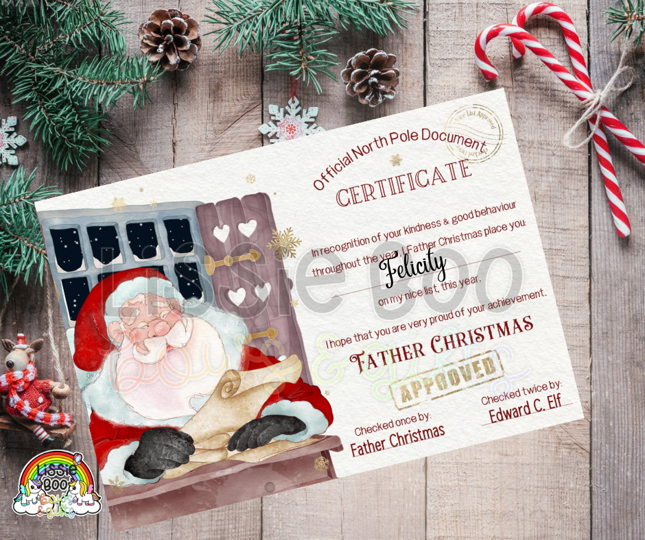 Father Christmas Nice list certificate