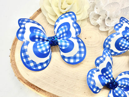 Royal Blue Gingham butterfly hair accessories - sold individually