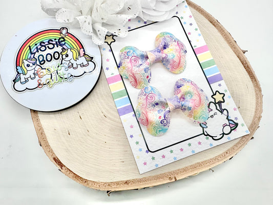 3” rainbow swirls pinch piggytail set