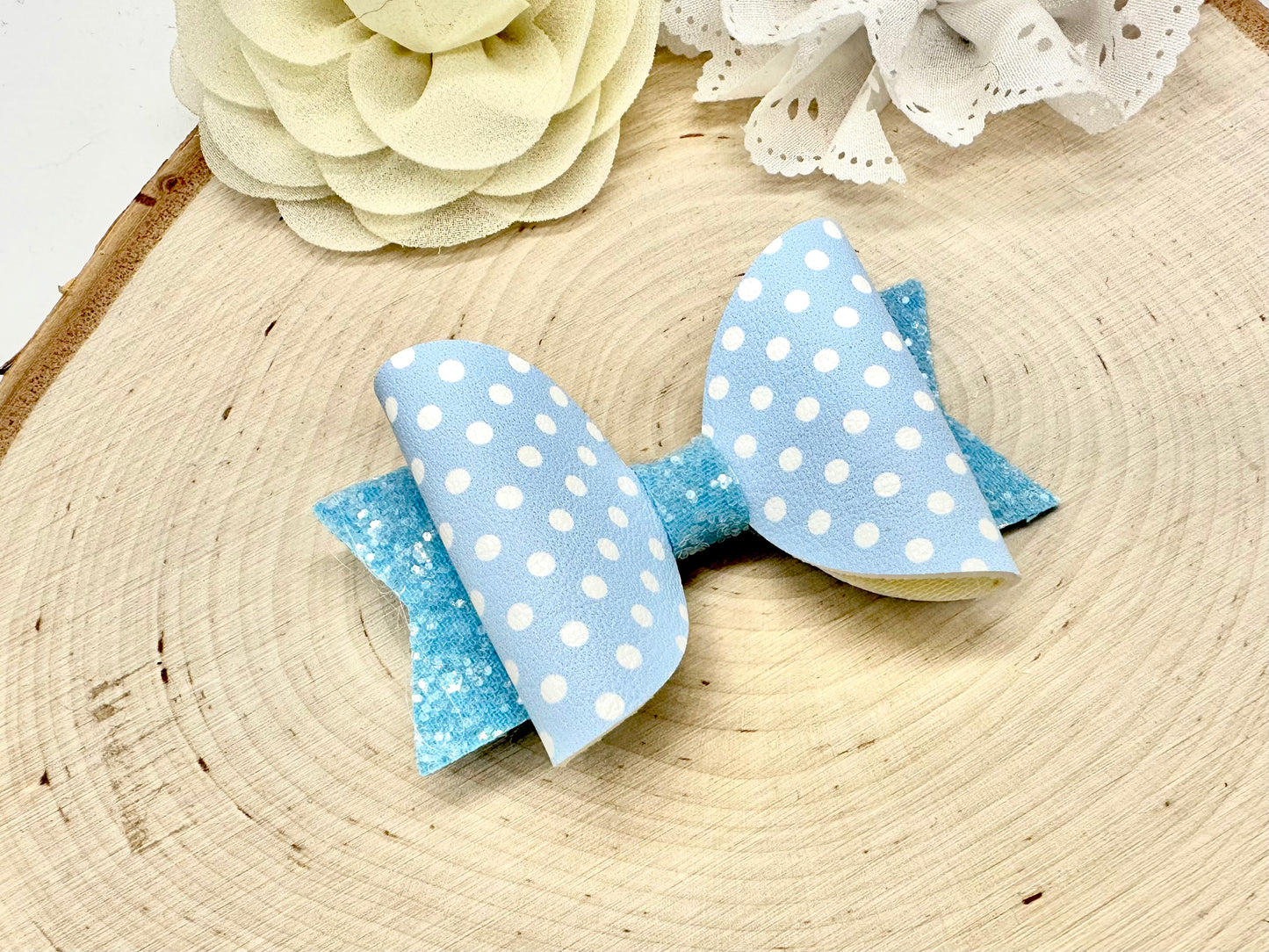 3.5” pastel polka dot dolly hair bow - sold individually