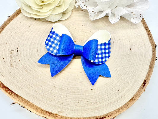 3.75” gingham and stripes school fancy hair bow - all colours can be ordered