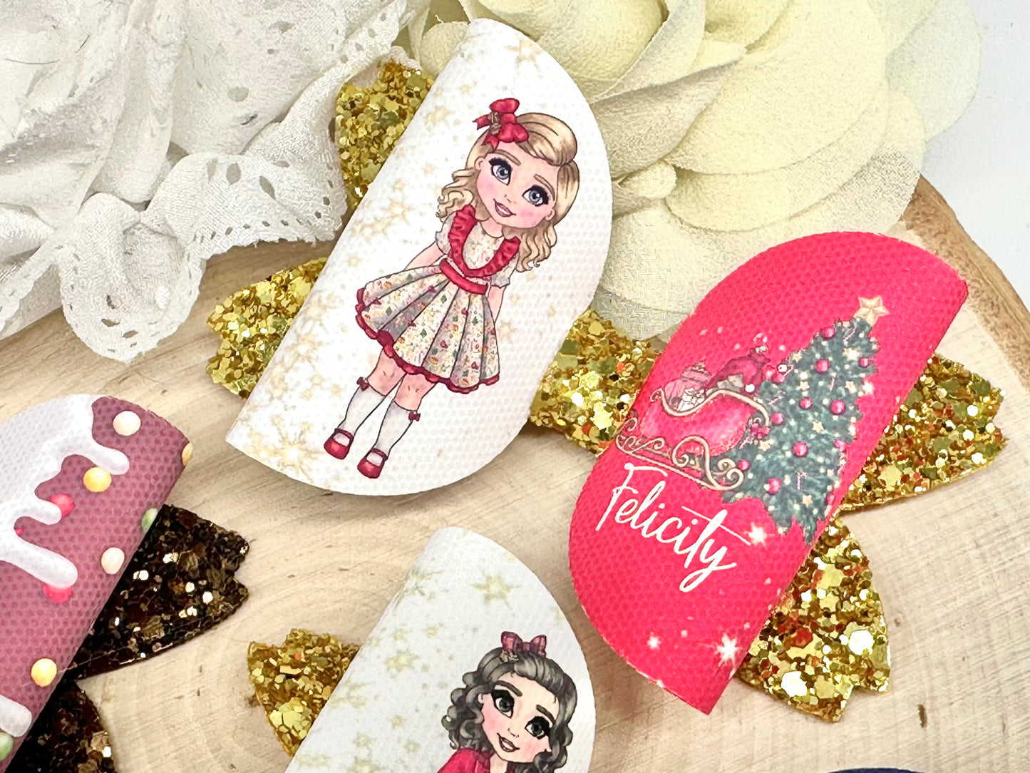 3.5” Christmas personalised rhaya hair bow - sold individually