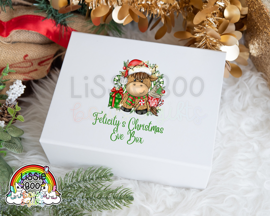 Personalised Highland Cow Christmas Eve Box