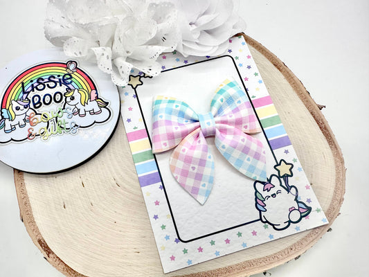 3” rainbow check pinch hair bow