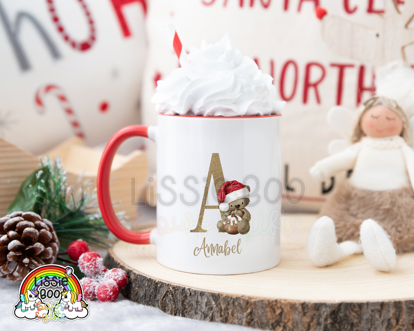 Christmas Pudding Bear Personalised Christmas mug