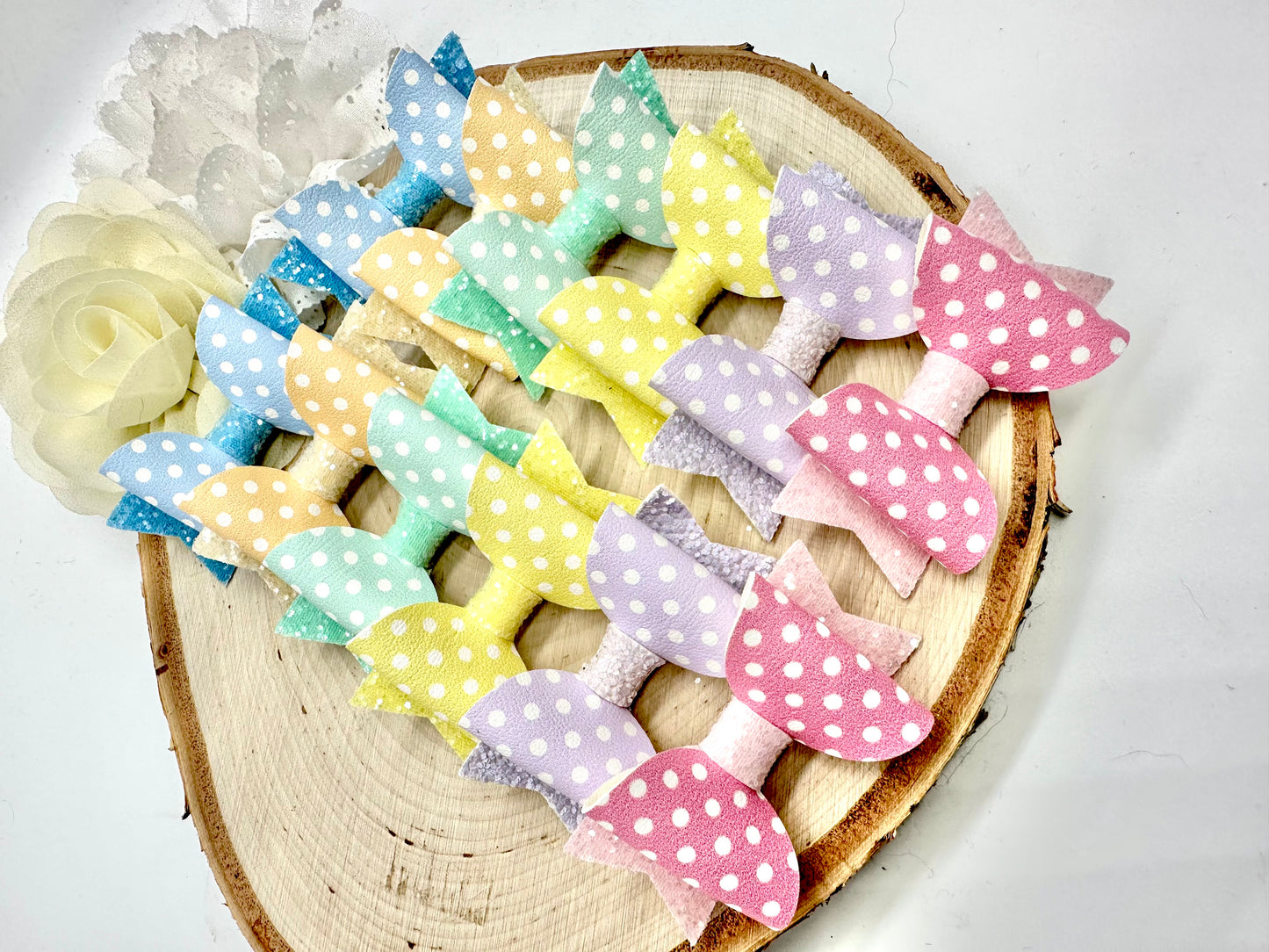 2.5” pastel polka dot piggytail set - sold individually