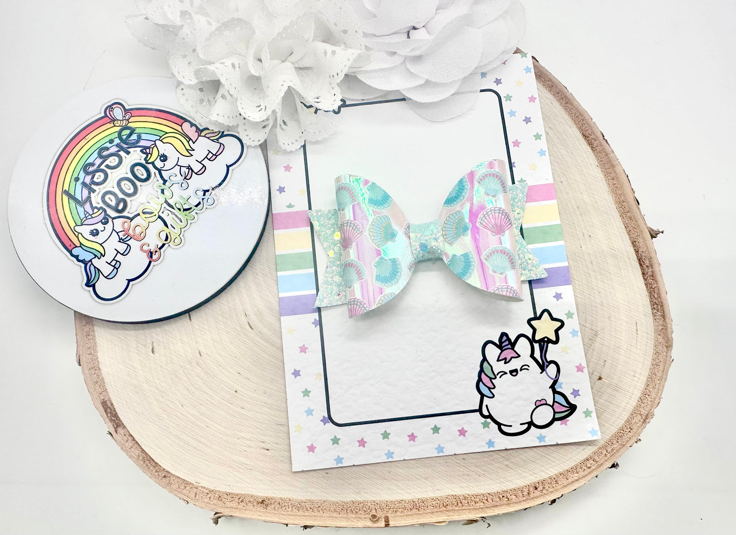 3.5” iridescent shimmer mermaid hair bow