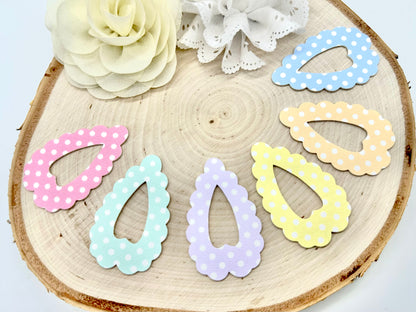 Set of six pastel polka dot hair clips