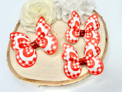 Red Gingham butterfly hair accessories - sold individually