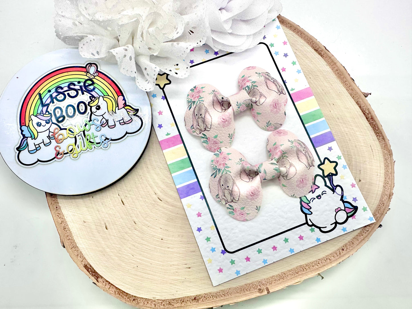 3” cute bunnies pinch piggytail set