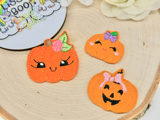 Set of three Pumpkin hair clips - ALLIGATOR CLIP