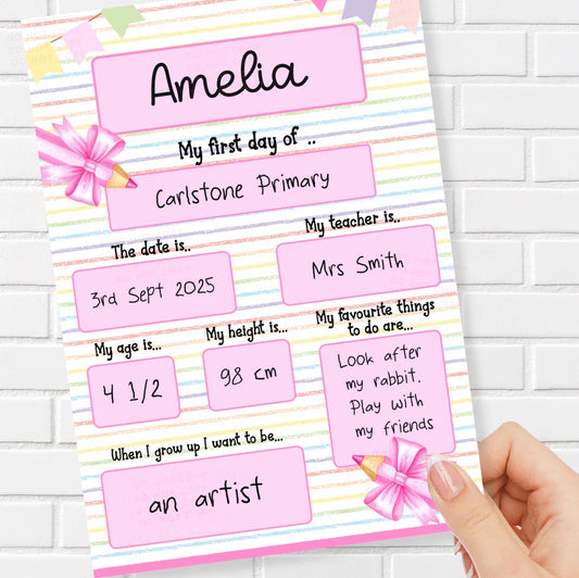 First day at school/reception/nursery board