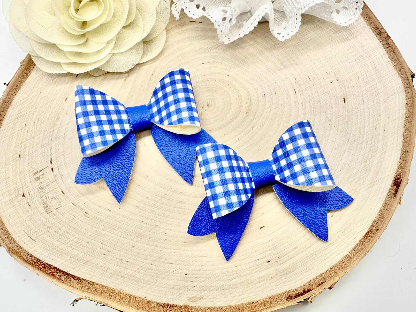 2.5” gingham and stripes school franchi piggytail set - all colours can be ordered