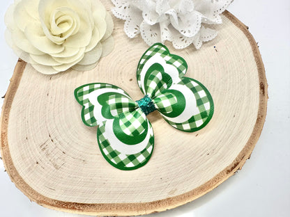 Green Gingham butterfly hair accessories - sold individually