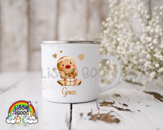 Christmas gingerbread enamel mug