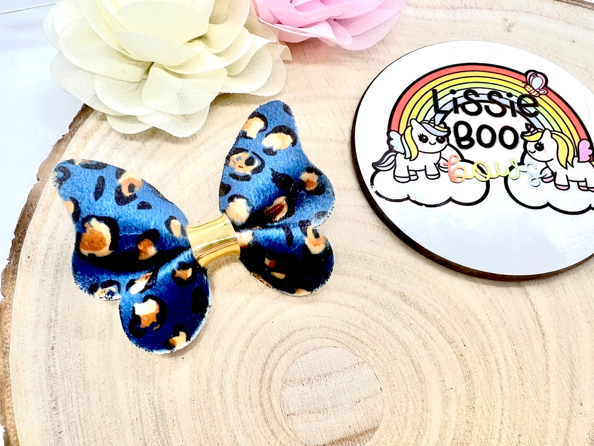 3” animal print pinch butterfly