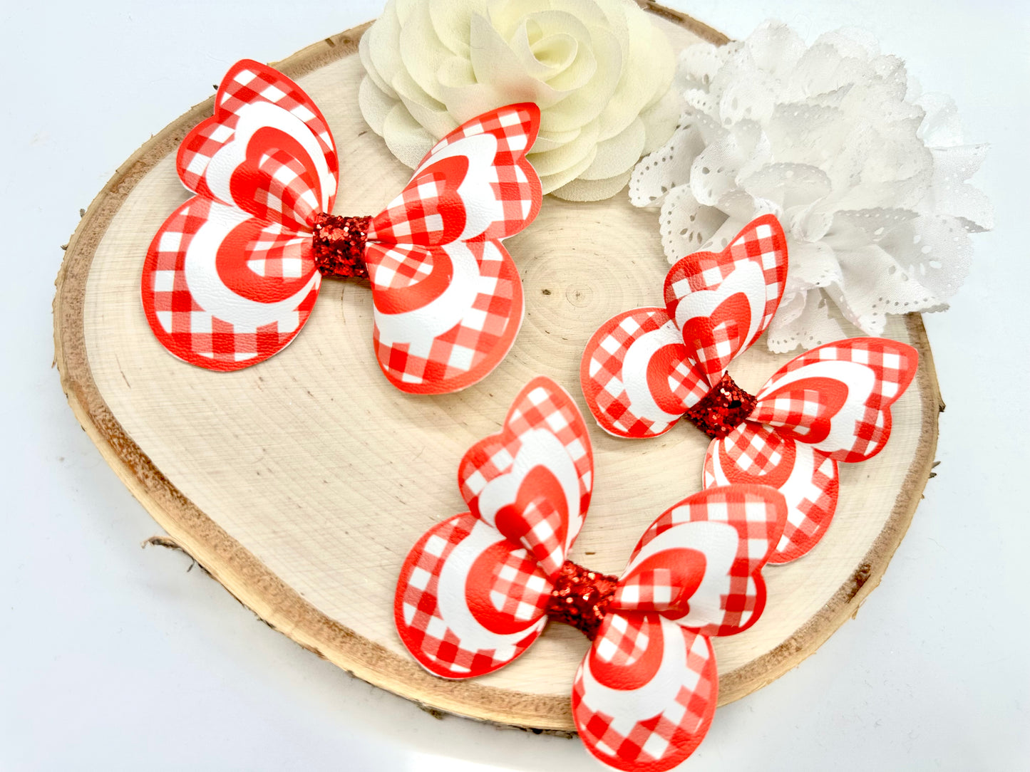Red Gingham butterfly hair accessories - sold individually