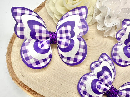Purple Gingham butterfly hair accessories - sold individually
