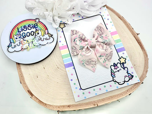 3” cute bunnies pinch hair bow