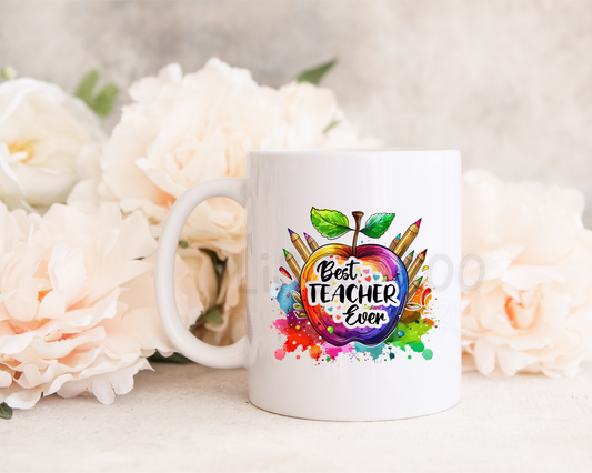 Rainbow apple teacher mug