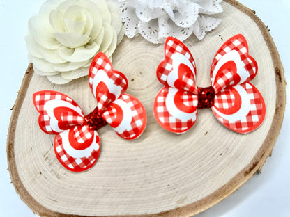 Red Gingham butterfly hair accessories - sold individually