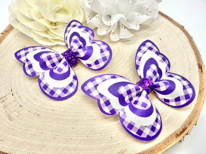 Purple Gingham butterfly hair accessories - sold individually