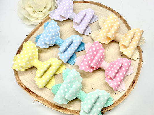 3.5” pastel polka dot rhaya hair bow - sold individually