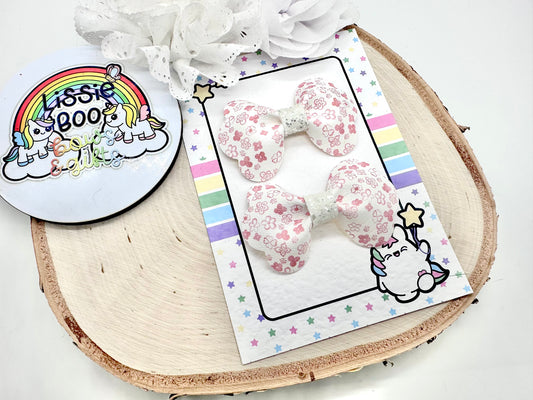 3” floral pinch piggytail set