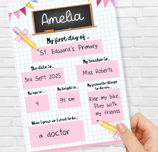First day at school/reception/nursery board