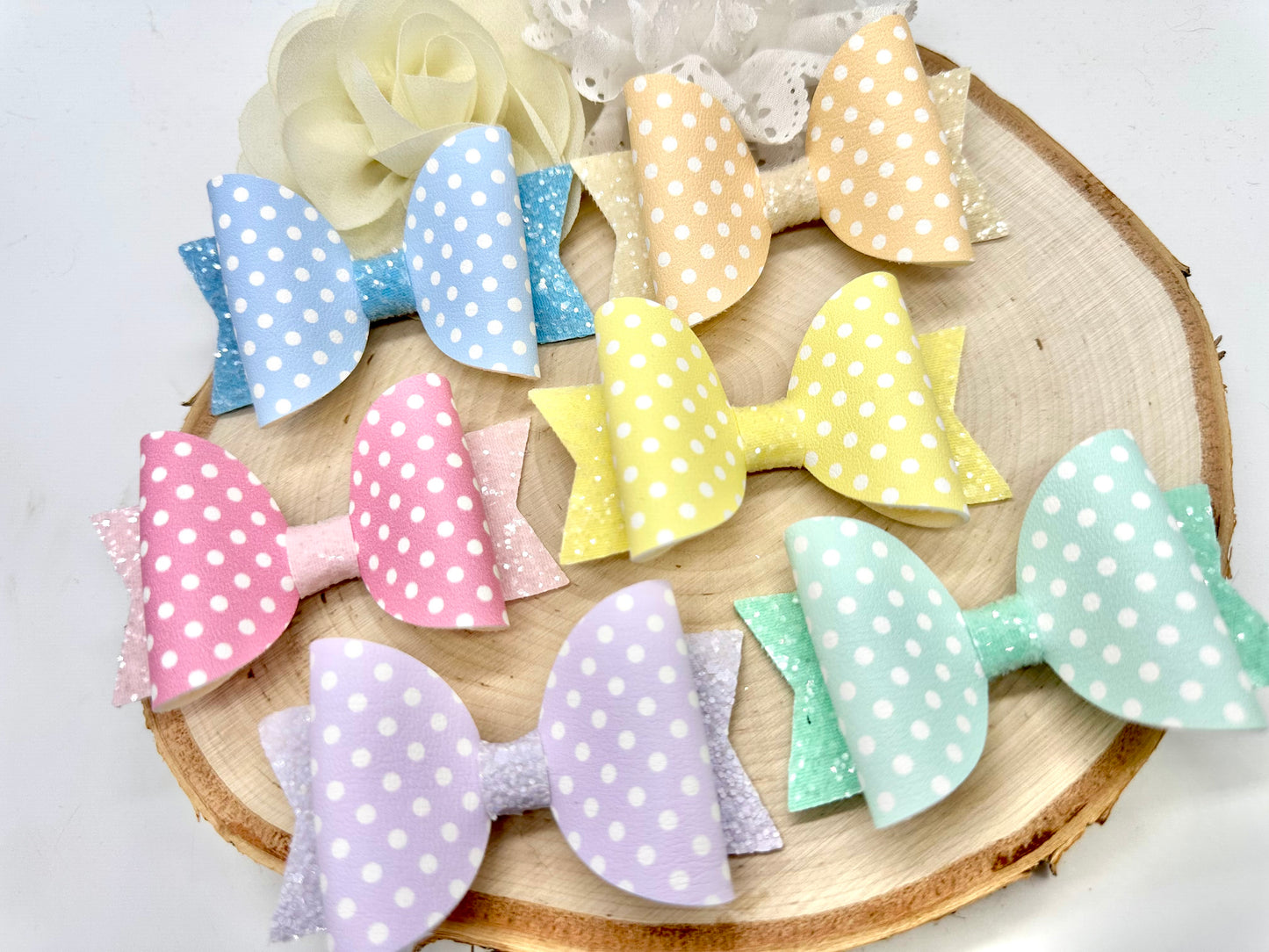 3.5” pastel polka dot dolly hair bow - sold individually