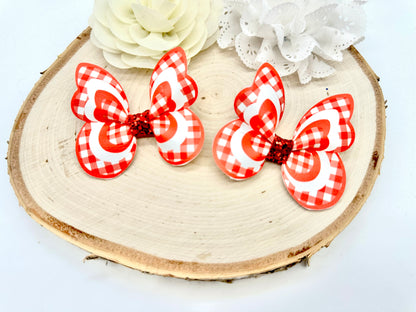 Red Gingham butterfly hair accessories - sold individually