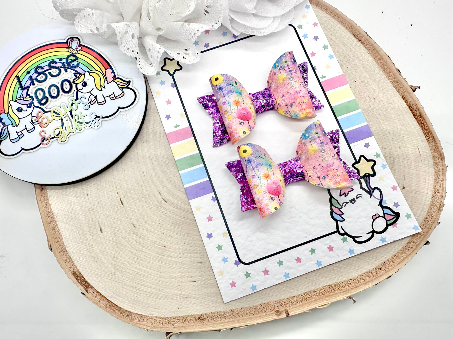 2.5” floral piggytail set