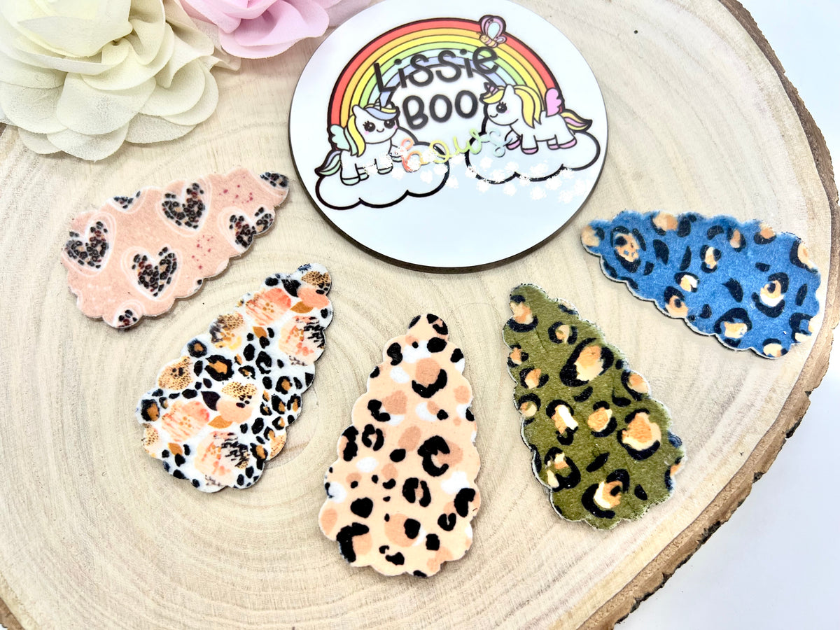 Set of five animal print  hair clips