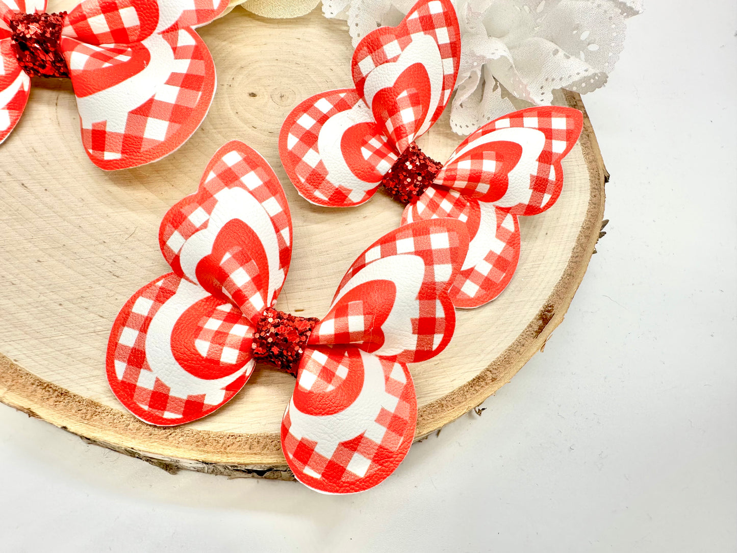 Red Gingham butterfly hair accessories - sold individually