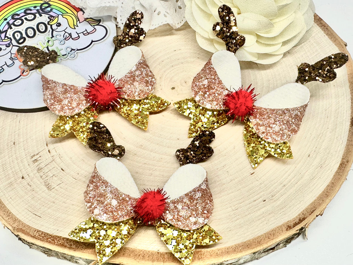 2.5” reindeer fancy hair bow - one supplied