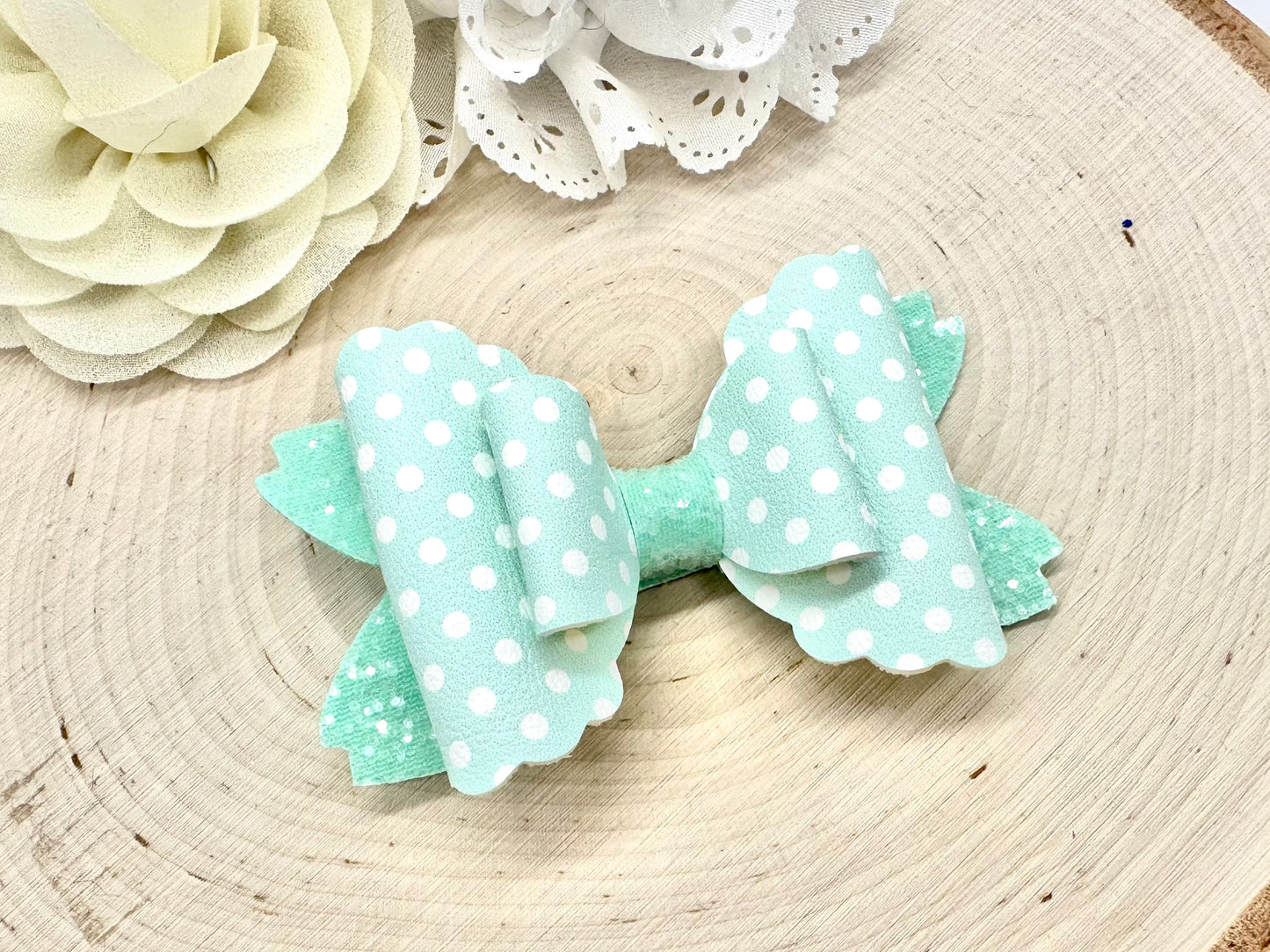 3.5” pastel polka dot rhaya hair bow - sold individually