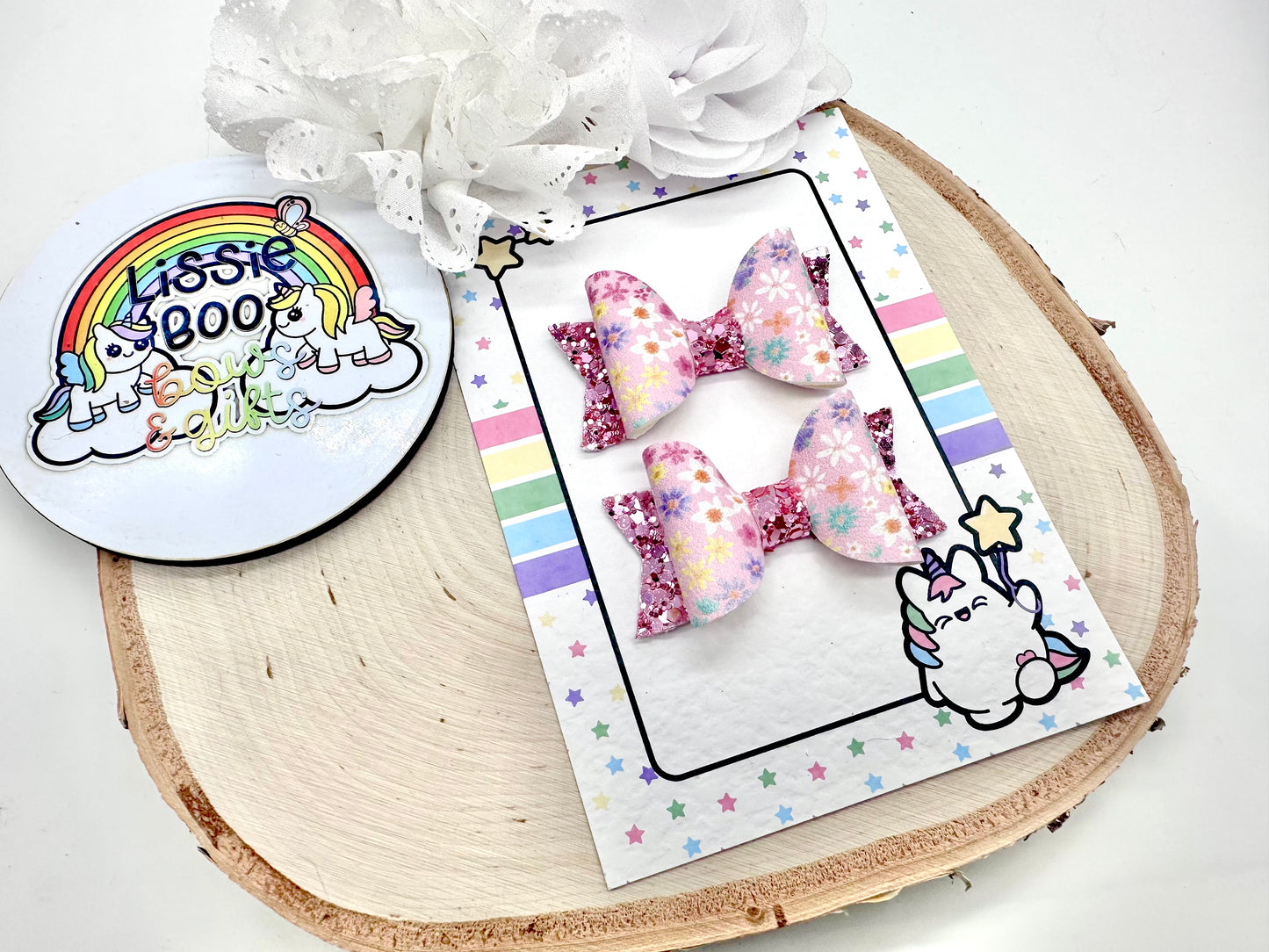 2.5” floral piggytail set