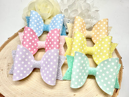 3.5” pastel polka dot dolly hair bow - sold individually