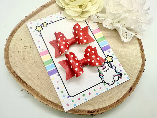 2.5” hearts school piggytail set - all colours can be ordered