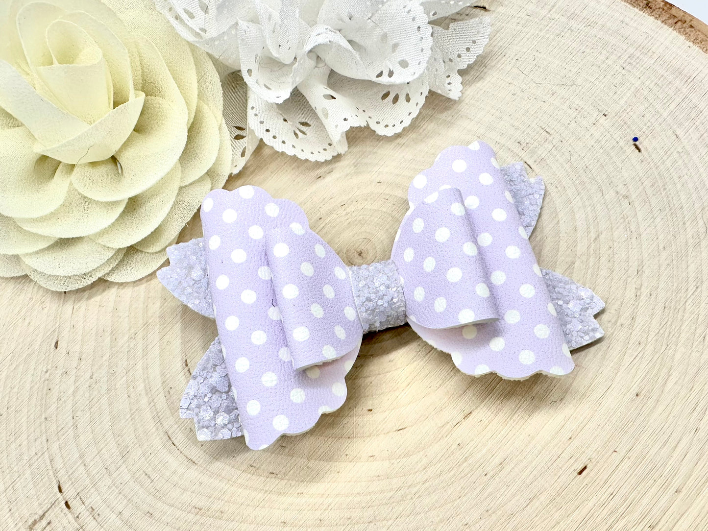 3.5” pastel polka dot rhaya hair bow - sold individually