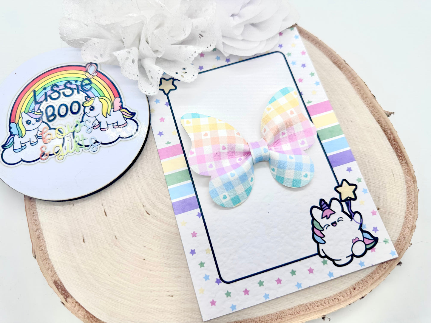 3” rainbow check pinch butterfly accessory