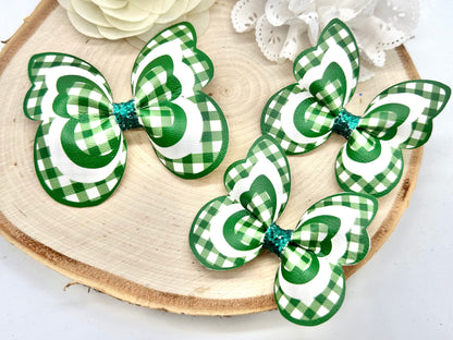 Green Gingham butterfly hair accessories - sold individually